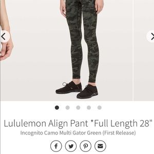 lululemon athletica Align Pant 28" Incognito Camo Multi Gator Green